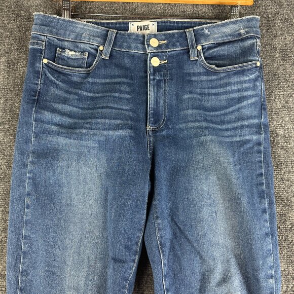 PAIGE Jeans Womens 31 Hoxton Ankle Cotton Stretch Medium Wash Raw Hems Pockets - Picture 3 of 11